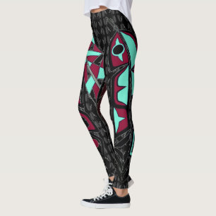 Legging Caneleiras tribais das penas