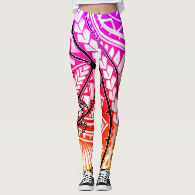 Legging Caneleiras tribais havaianas (Frente)