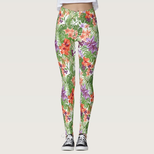 Legging Caneleiras tropicais do borracho da praia (Frente)