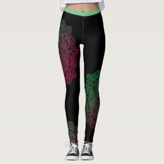 Legging Caneleiras verdes da flor da mandala