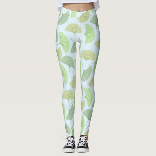 Legging Caneleiras verdes de vagueamento da (Frente)