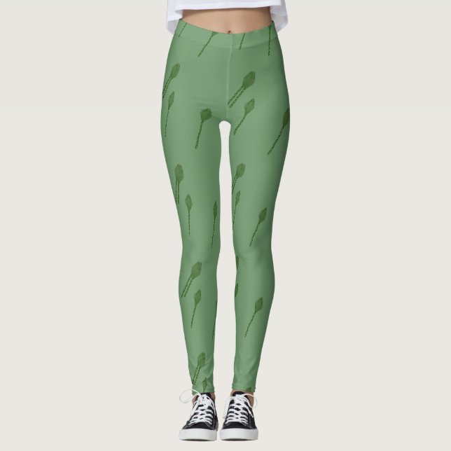 Legging Caneleiras verdes do esperma (Frente)