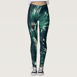 Legging Caneleiras verdes pálido da folha da palmeira