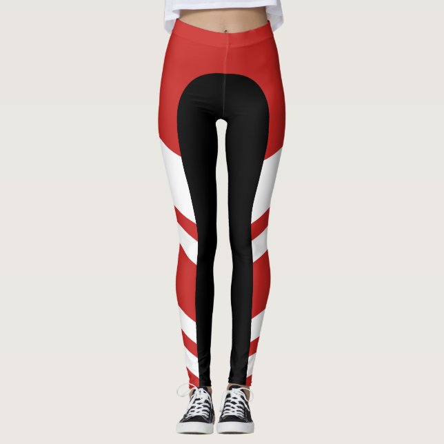 Legging Caneleiras vermelhas/brancas/pretas da banda (Frente)