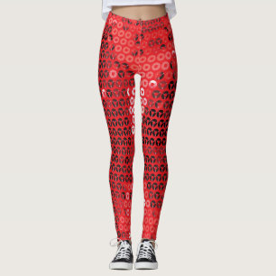 Legging caneleiras vermelhas brilhantes dos sequins