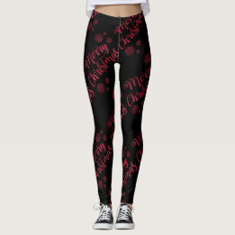 Legging Caneleiras vermelhas do preto do brilho do Feliz