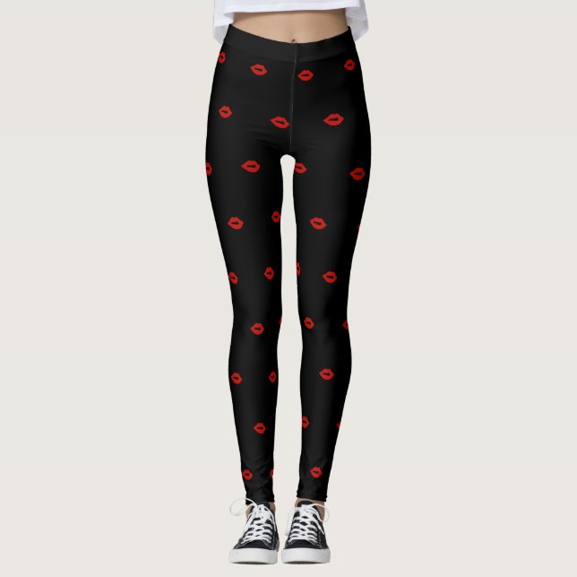 Legging Caneleiras vermelhas dos lábios (Frente)