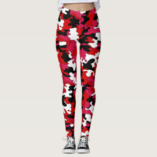 Legging Caneleiras vermelhas & pretas de Camo
