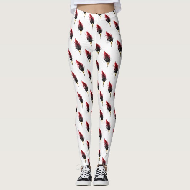 Legging Caneta de penas vermelhas com ninho de ouro (Frente)