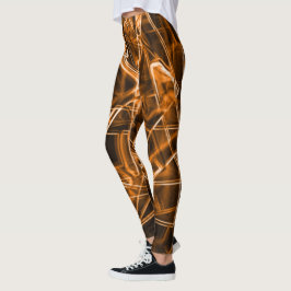 Legging Cantos quadrados e pontos laranja "neon"