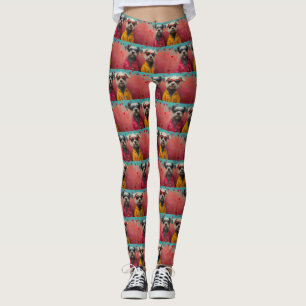 Legging Cão-lobo com Rosas do Dia dos Namorados