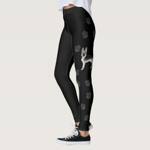 Legging Cão Pastor Alemão Sable Prata Com Patas Pretas