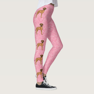 Legging Cão Ridgeback Rodesiano Padrão de Coração Amor Ros