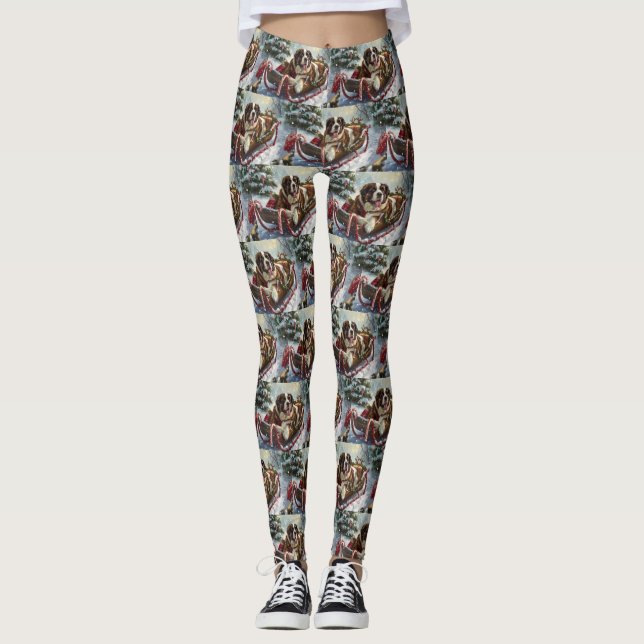 Legging Cão São Bernardo Natal Festivo (Frente)