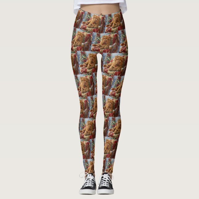 Legging Cão Shar Pei Natal Festivo (Frente)
