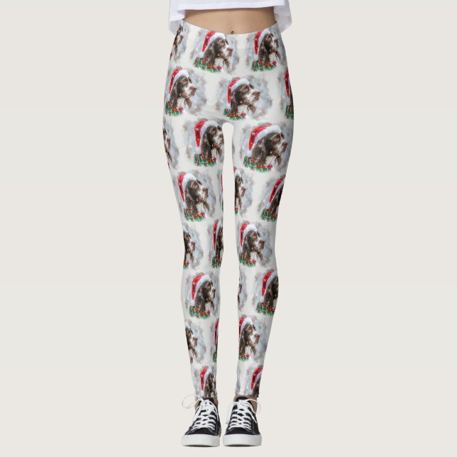 Legging Cão Springer Spaniel Natal Festivo (Frente)
