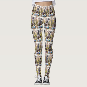 Legging Cão Weimaraner com Feriado de Ovos de Páscoa