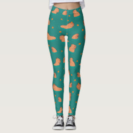 Legging capibaras flutuantes com laranja