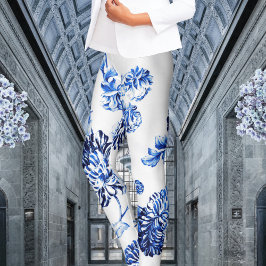 Legging Capri Blue Vintage Floral Botânica Leonbience