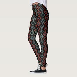 Legging Capri xadrez moderno vermelho e azul