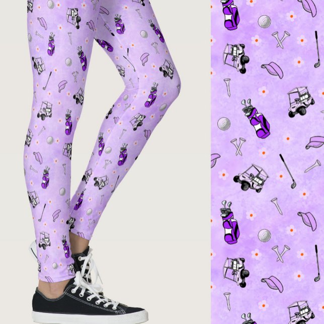 Legging Caprichoso padrão temático de golfe roxo (Criador carregado)