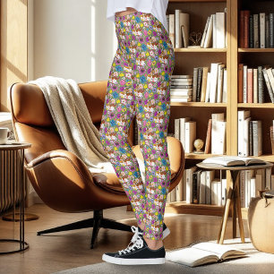 Legging Caracal Selvagem Elegante Lírios Florais Verde