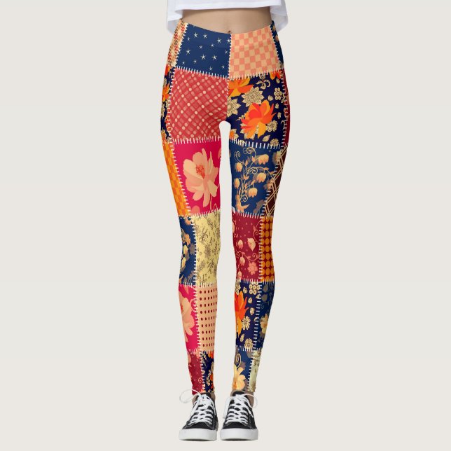 Legging Caractere de patch: Combinação Floral e Geométrica (Frente)