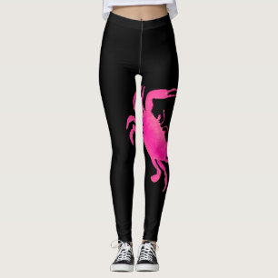Legging Caranguejo náutico preto do rosa quente