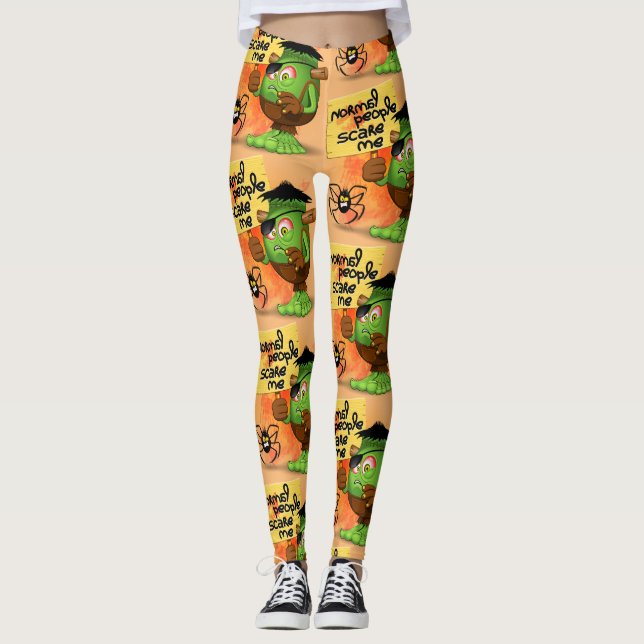 Legging Caráter Frankenstein 'Normal Pessoas Scare Me' (Frente)