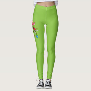 Legging Cardeal Vermelho no Ramal da Bare de Natal - Feliz