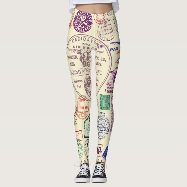 Legging Carimbos, conjunto decorativo de documentos. (Frente)
