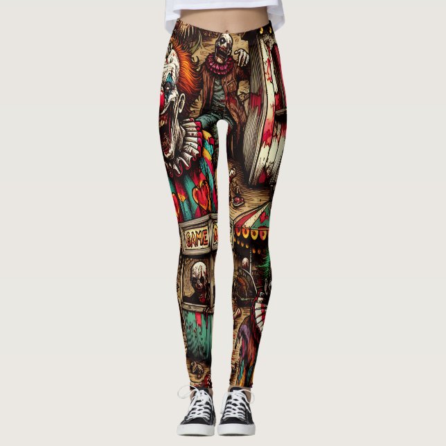 Legging Carnaval assustador Palhaço Zombie Halloween (Frente)