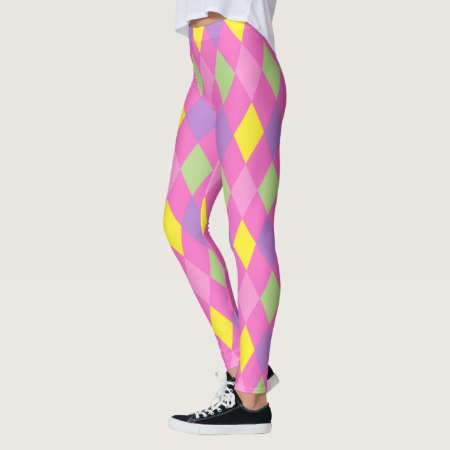 Legging Carnaval Colorida de Harlequin Geométrico Rhombuse (Esquerda)