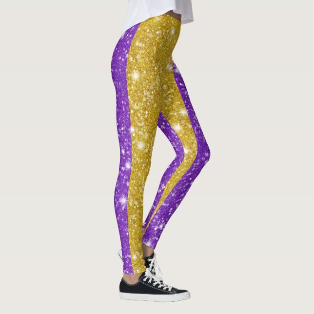 Legging Carnaval Colorido de Stripe de Glitter Mardi Gras (Direita)