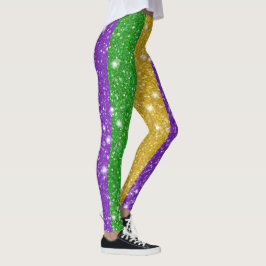 Legging Carnaval Colorido de Stripe de Glitter Mardi Gras