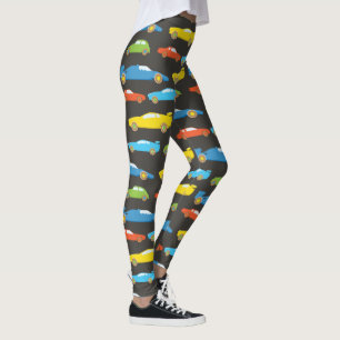 Legging Carros de Raça Multicolores em Preto