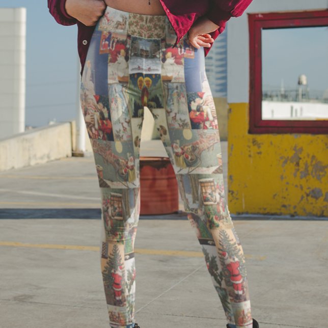 Legging Cartão postal de Papais noeis de Natal Feriado (Criador carregado)