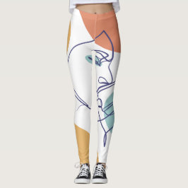 Legging cartaz de desenho de arte linear de mulher bebendo
