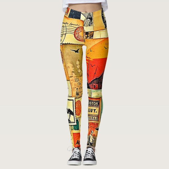 Legging Cartaz de viagens vintage (Frente)