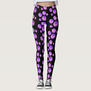 Legging Cartografia de medusa-púrpura-rosa-branca kawaii
