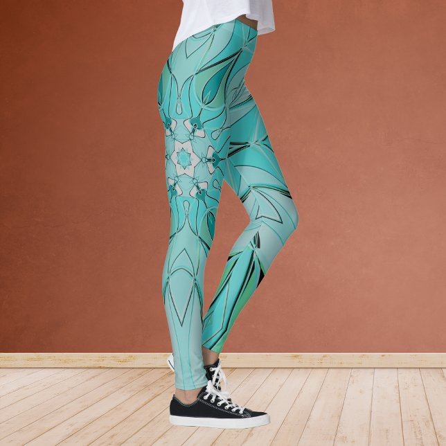 Legging Cartografia Mandala Flor Azul e Verde (Criador carregado)
