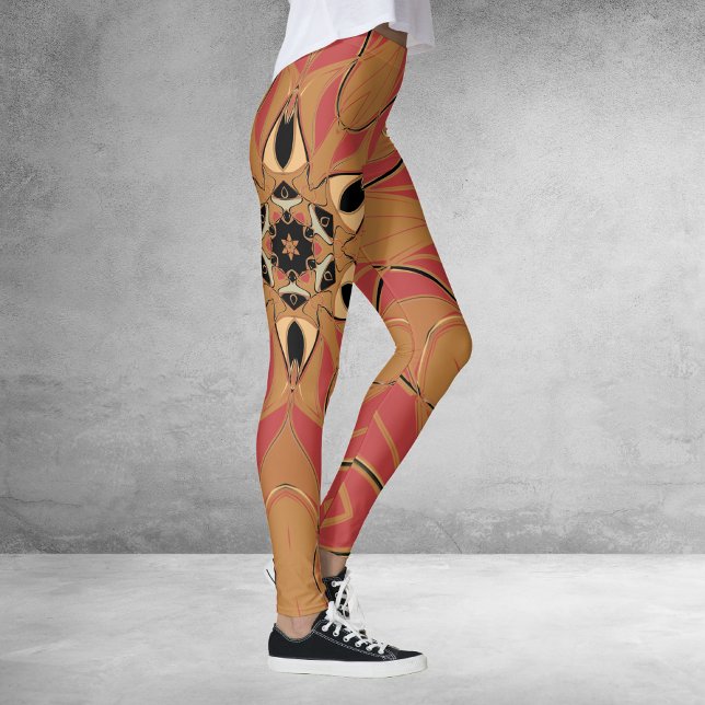 Legging Cartografia Mandala Flor Laranja e Rosa (Criador carregado)
