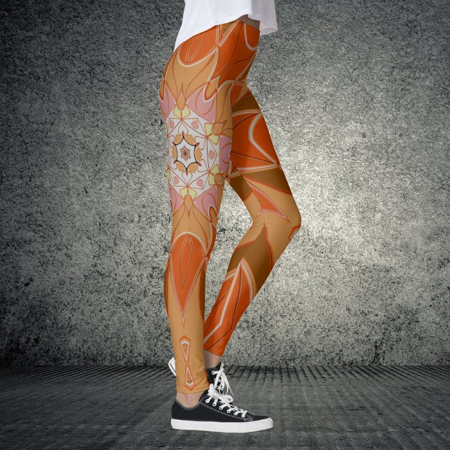 Legging Cartografia Mandala Flor Laranja e Rosa (Criador carregado)