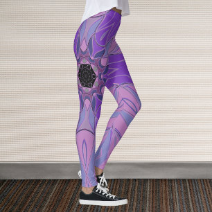 Legging Cartografia Mandala Flor Puro Rosa e Azul