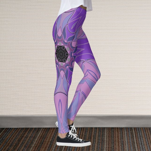 Legging Cartografia Mandala Flor Puro Rosa e Azul (Criador carregado)