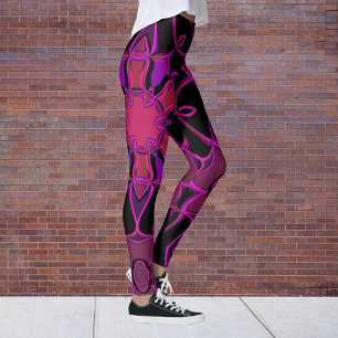 Legging Cartografia Mandala Flor Rosa e Negro