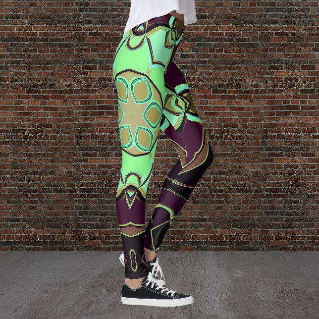 Legging Cartografia Mandala Flor Verde Roxo e Preto (Criador carregado)
