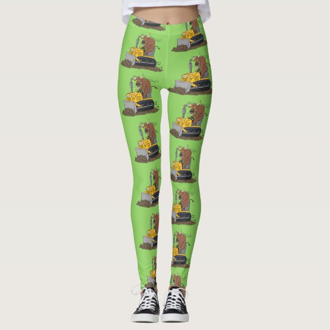Legging Cartoon buldozer engraçado (Frente)