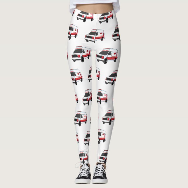 Legging Cartoon de ambulância vermelha (Frente)