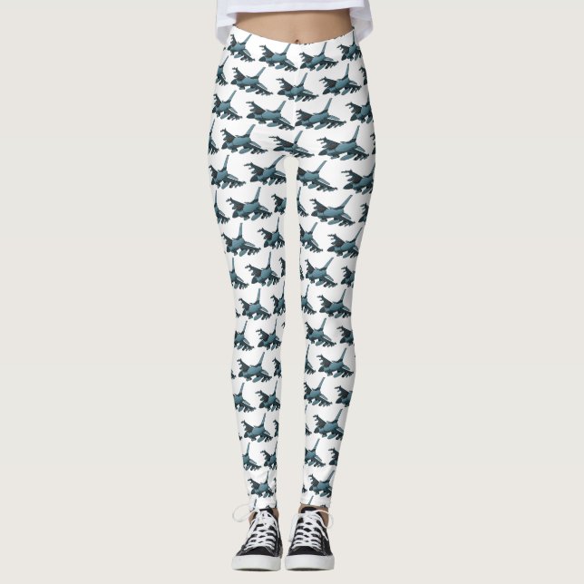 Legging Cartoon de avião de combate militar (Frente)